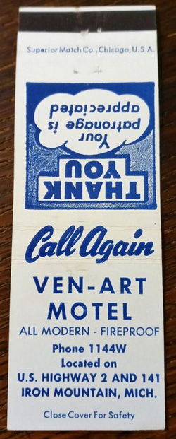 Ven-Art Motel - Matchbook (newer photo)